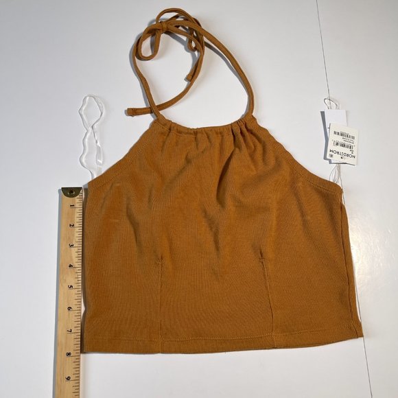 NWT bp 'Tan Sugar' Coloured Ribbed Cropped Halter Top Size Medium - Picture 8 of 9